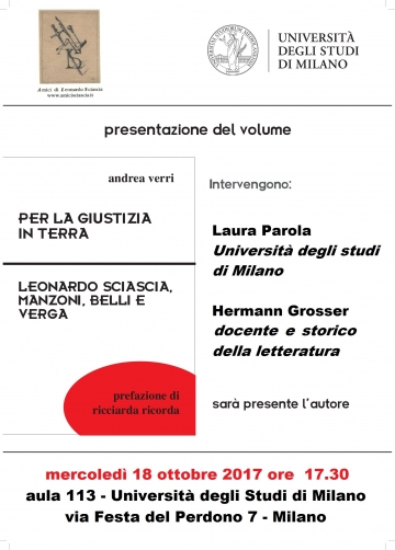 Presentazione del saggio «Per la giustizia in terra. Leonardo Sciascia, Manzoni, Belli e Verga»
